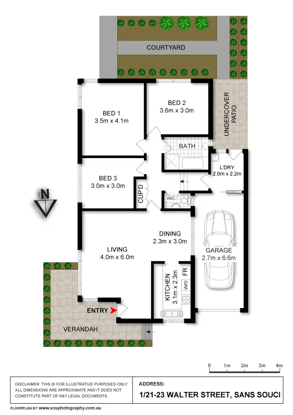Floorplan of Homely villa listing, 1/21-23 Walter Street, Sans Souci NSW 2219