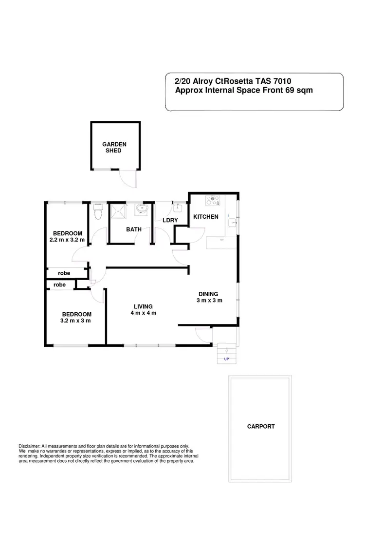 Floorplan of Homely unit listing, 2/20 Alroy Court, Rosetta TAS 7010