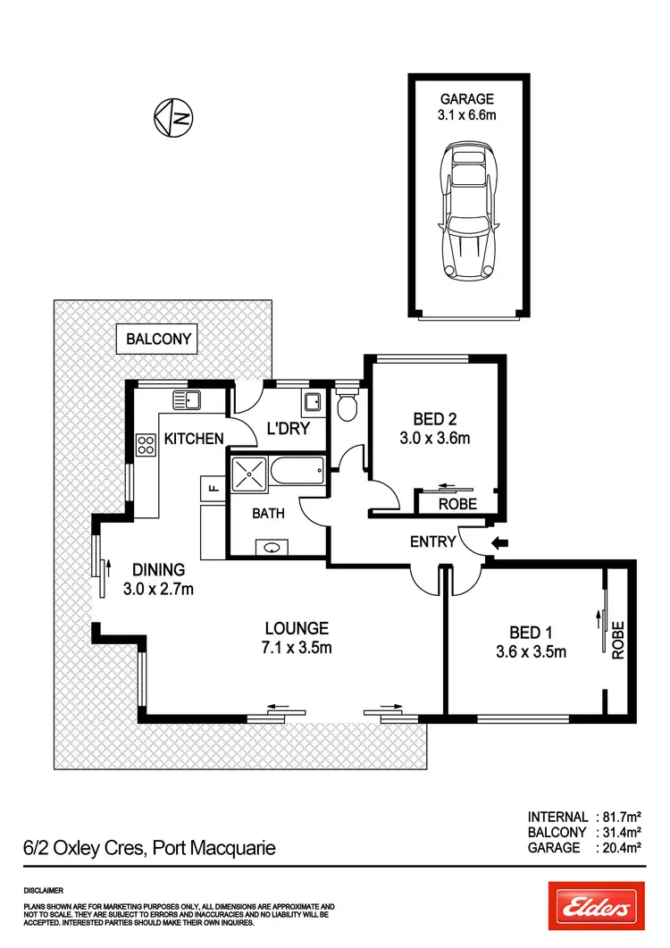 Floorplan of Homely unit listing, 6/2 Oxley Crescent, Port Macquarie NSW 2444