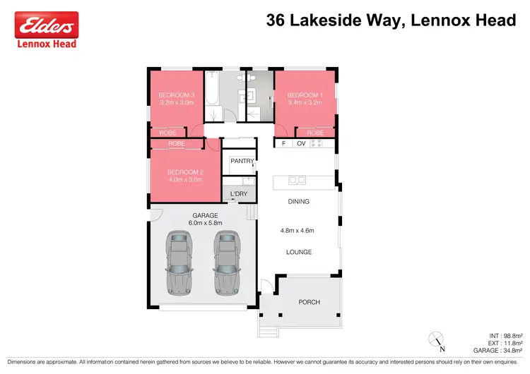 Floorplan of Homely semi-detached listing, 36 Lakeside Way, Lennox Head NSW 2478