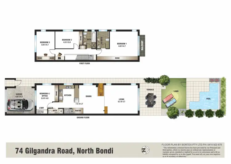 Floorplan of Homely semi-detached listing, 74 Gilgandra Road, North Bondi NSW 2026
