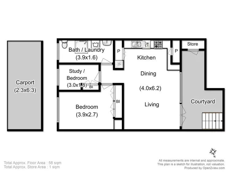 Floorplan of Homely unit listing, 2/3 Norfolk Crescent, Sandy Bay TAS 7005