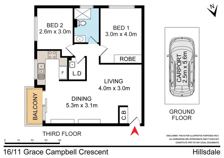 Floorplan of Homely unit listing, 16/11 Grace Campbell Crescent, Hillsdale NSW 2036