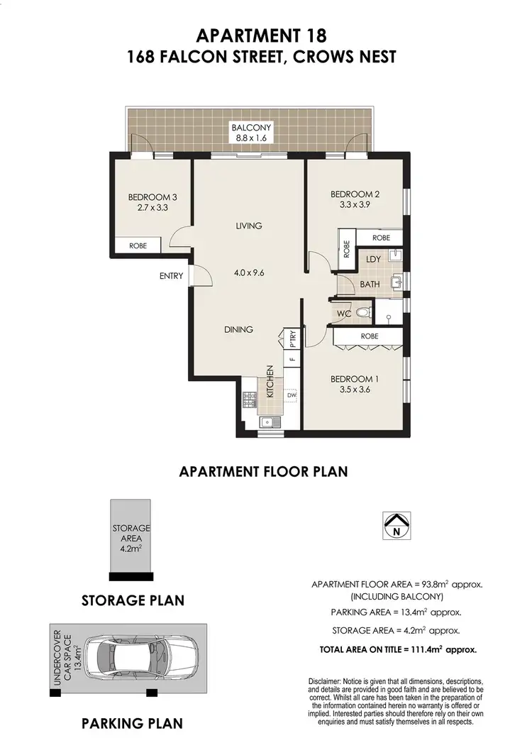 Floorplan of Homely apartment listing, 18/168 Falcon Street, Crows Nest NSW 2065