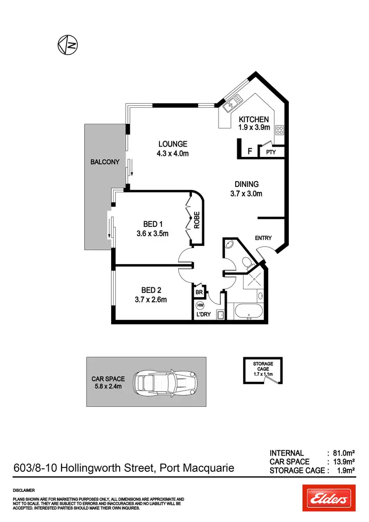 Floorplan of Homely unit listing, 603/8-10 Hollingworth Street, Port Macquarie NSW 2444