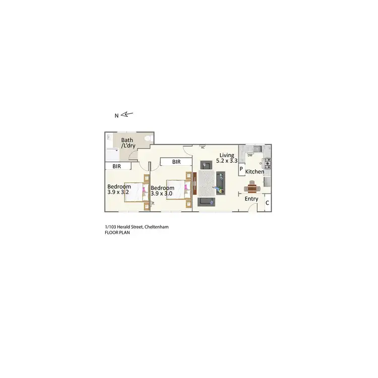Floorplan of Homely unit listing, 1/103 Herald Street, Cheltenham VIC 3192