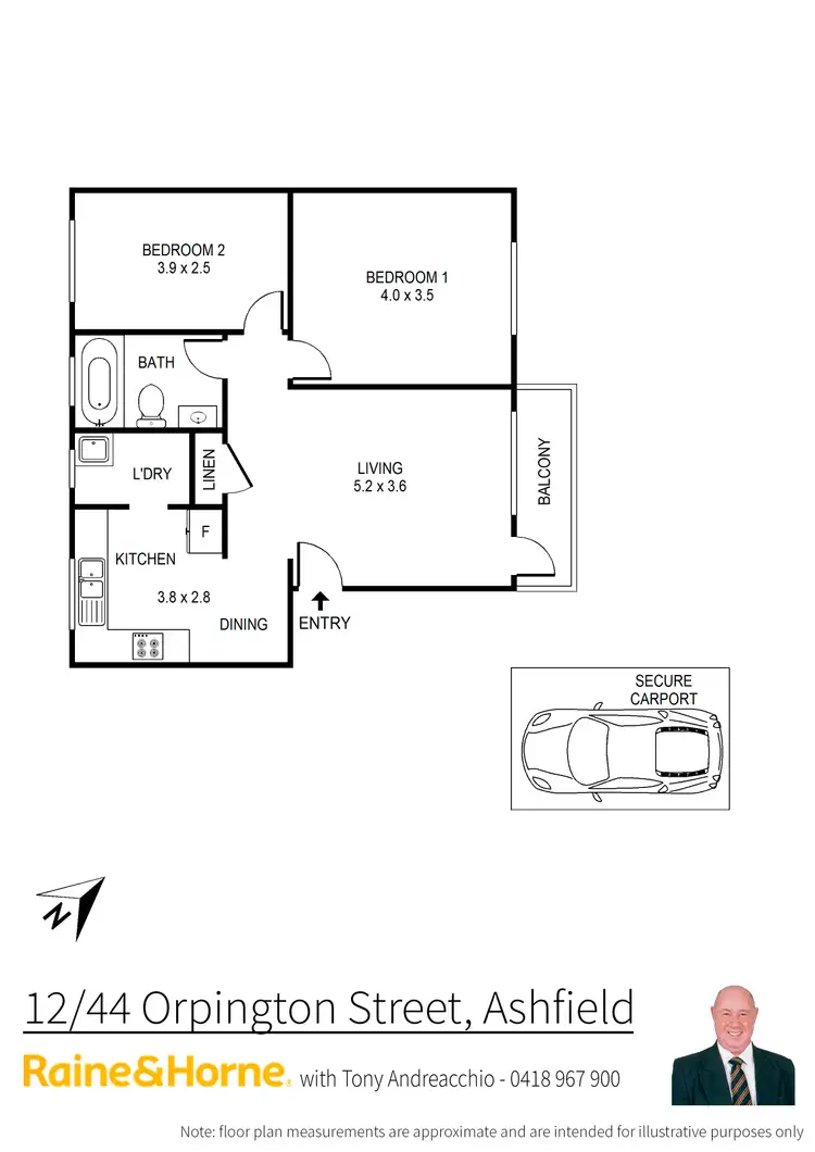 Floorplan of Homely unit listing, 12/44 Orpington Street, Ashfield NSW 2131