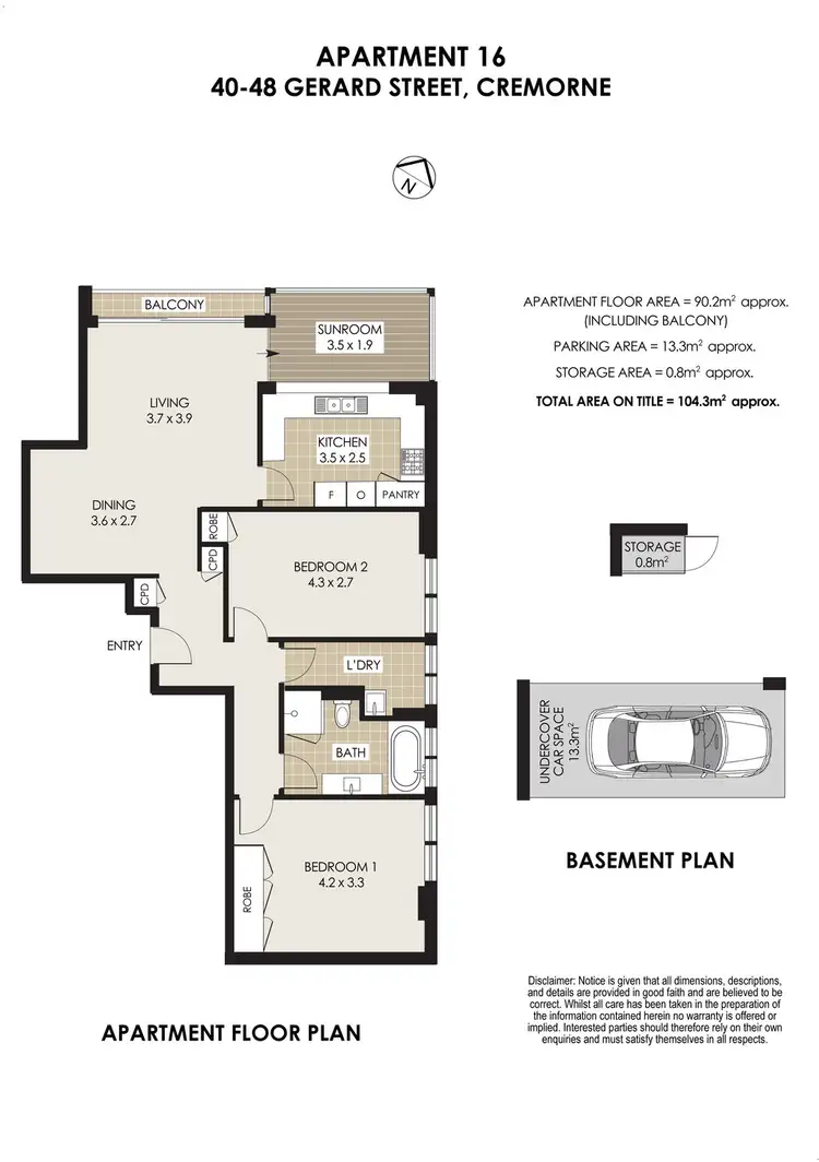 Floorplan of Homely apartment listing, 16/40-48 Gerard Street, Cremorne NSW 2090