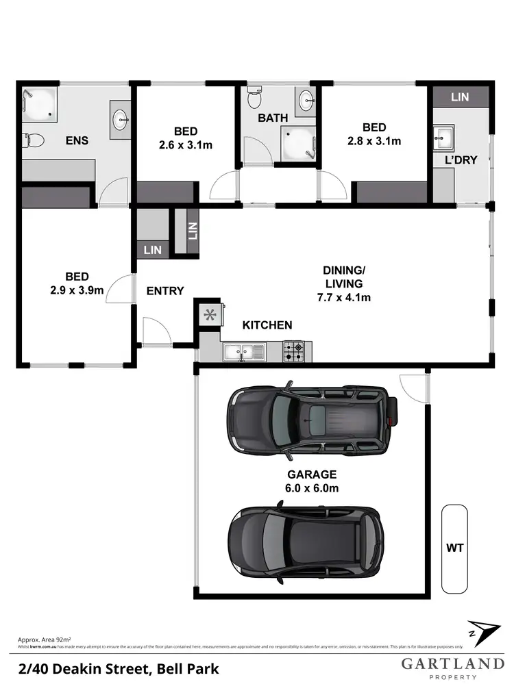 Floorplan of Homely townhouse listing, 2/40 Deakin Street, Bell Park VIC 3215