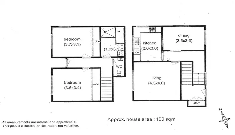 Floorplan of Homely townhouse listing, 2/13 Wayne Avenue, Sandy Bay TAS 7005