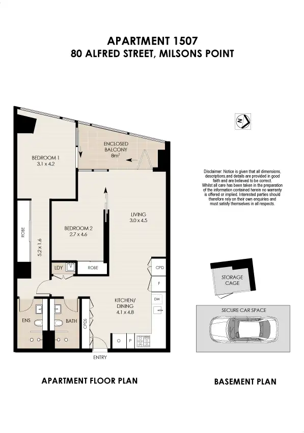 Floorplan of Homely apartment listing, 1507/80 Alfred Street, Milsons Point NSW 2061