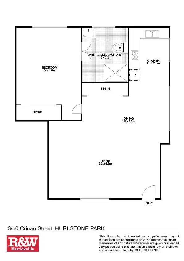 Floorplan of Homely unit listing, 3/50 Crinan Street, Hurlstone Park NSW 2193