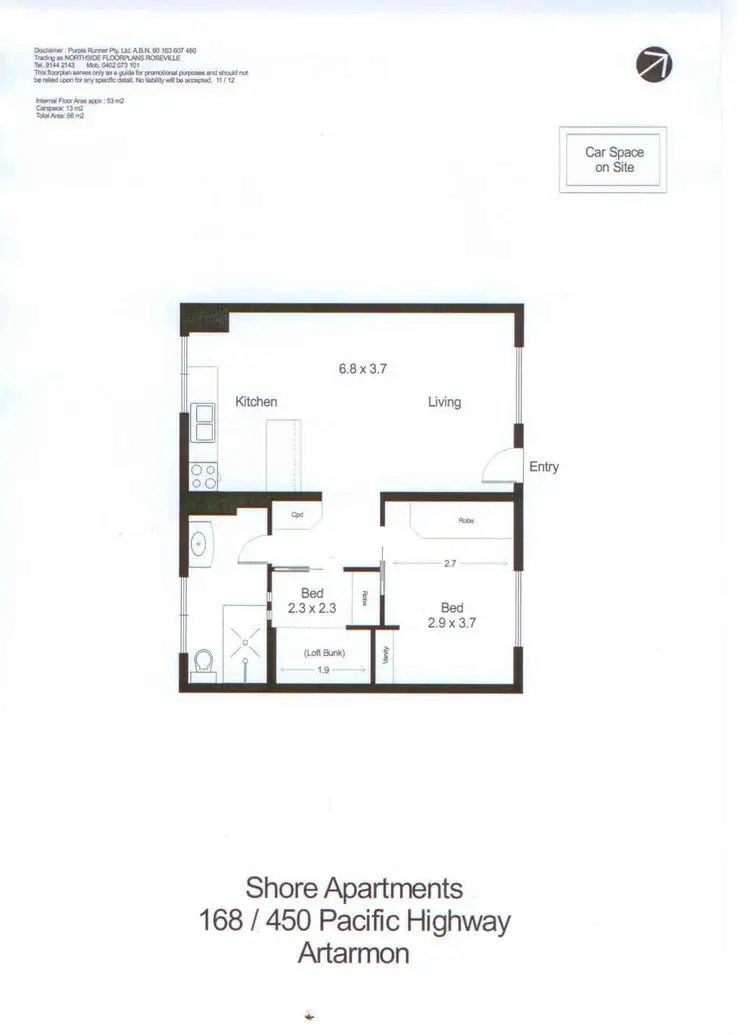 Floorplan of Homely apartment listing, 168/450 Pacific Hwy, Artarmon NSW 2064
