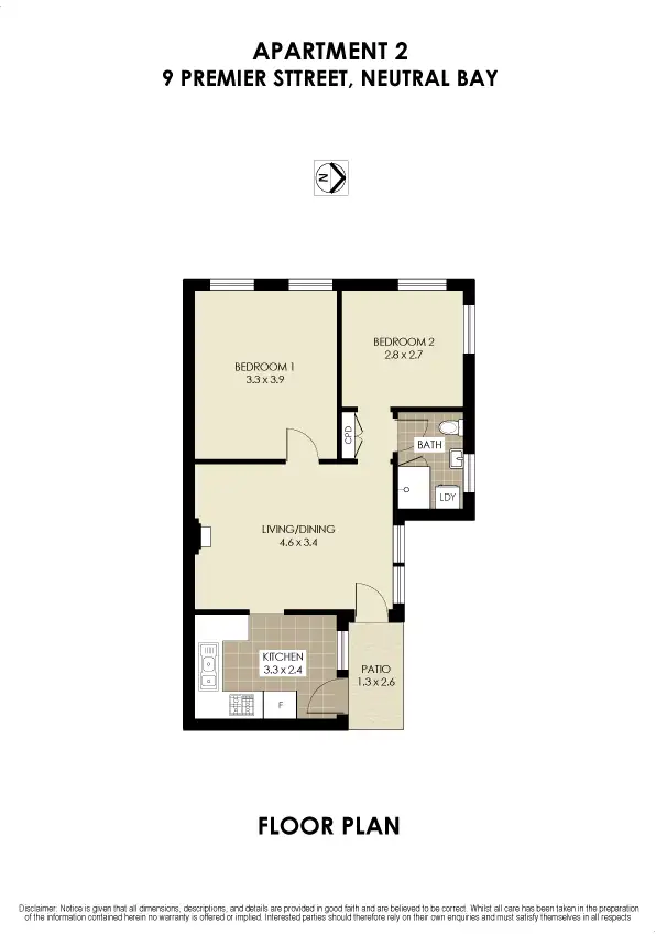 Floorplan of Homely apartment listing, 2/9 Premier Street, Neutral Bay NSW 2089