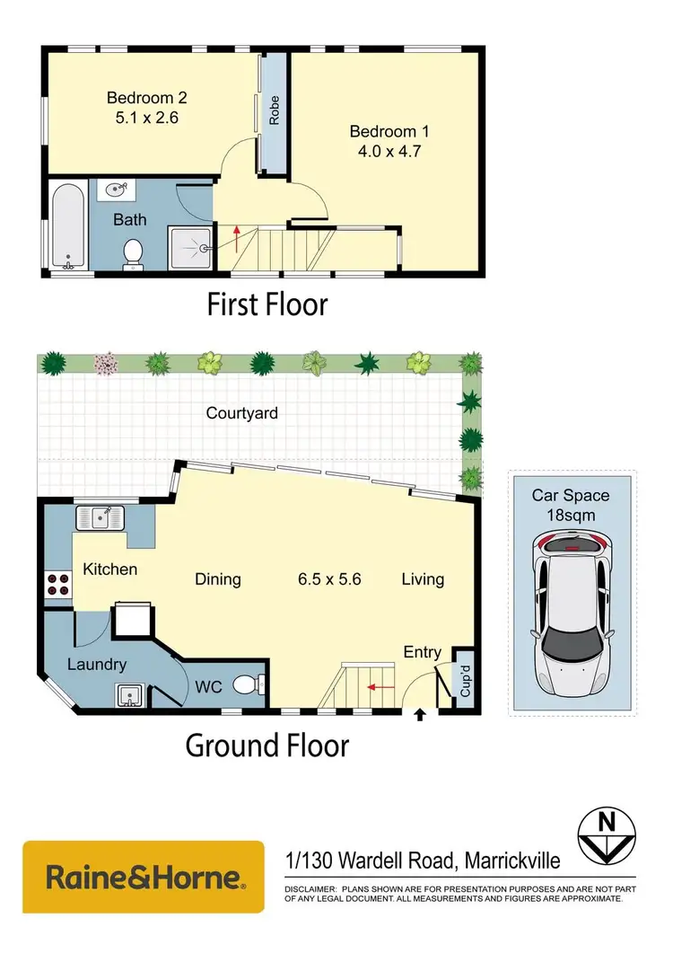 Floorplan of Homely townhouse listing, 1/130 Wardell Road, Marrickville NSW 2204