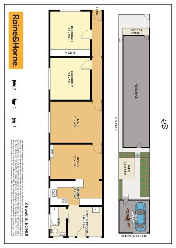 Floorplan of Homely semi-detached listing, 3 Ewell Street, Bondi NSW 2026
