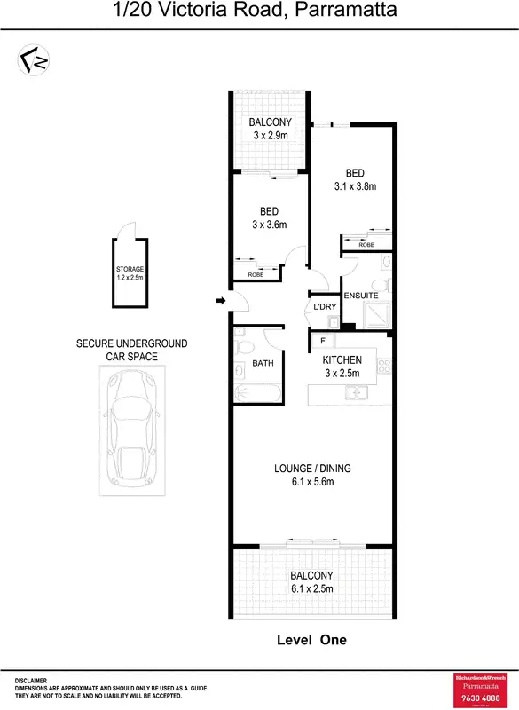 Floorplan of Homely apartment listing, 1/20 Victoria Road, Parramatta NSW 2150