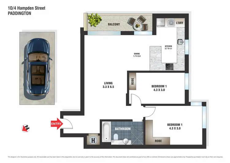 Floorplan of Homely apartment listing, 1D/4 Hampden Street, Paddington NSW 2021