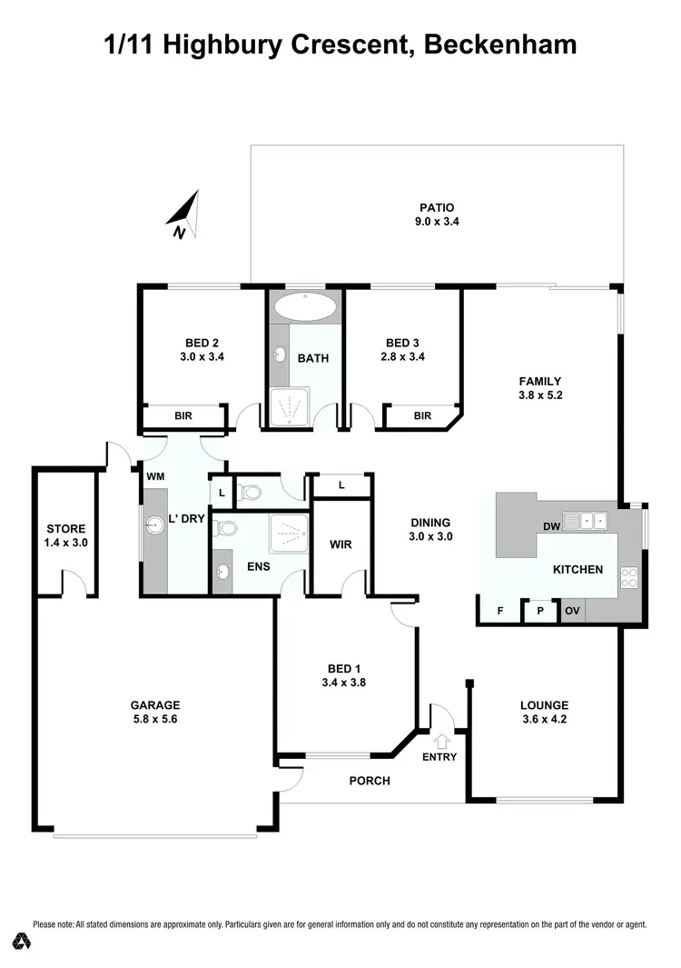 Floorplan of Homely villa listing, 1/11 Highbury Crescent, Beckenham WA 6107