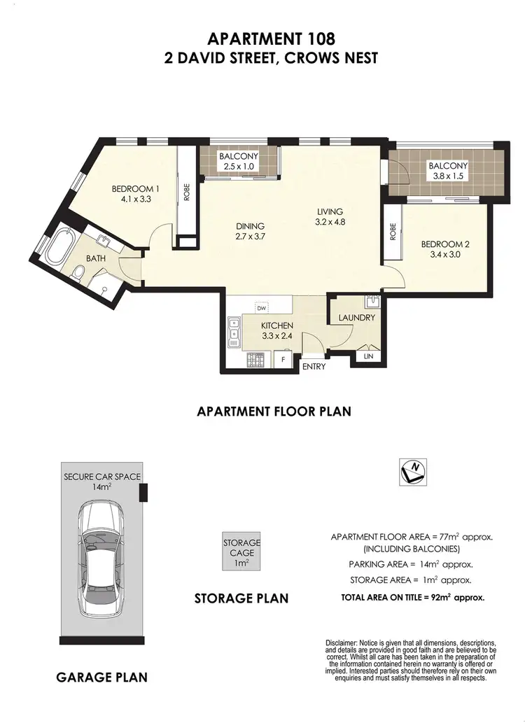 Floorplan of Homely apartment listing, 108/2 David Street, Crows Nest NSW 2065