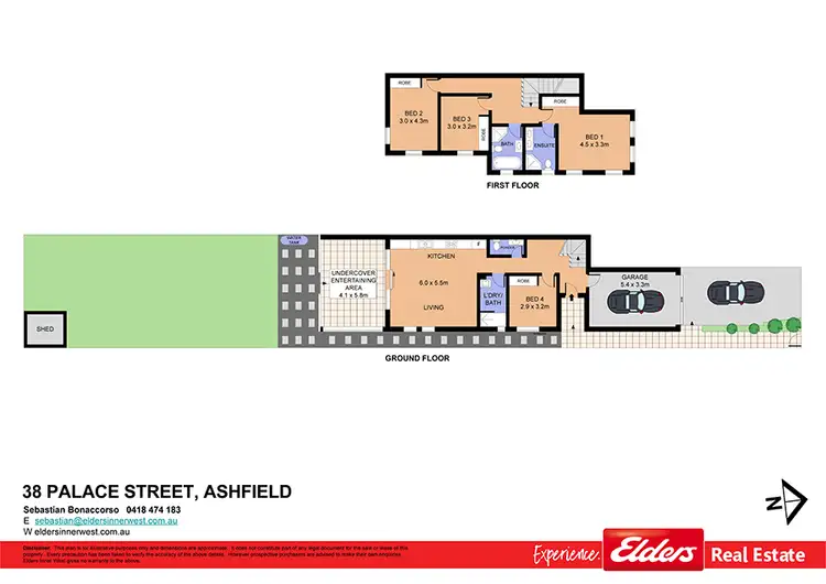 Floorplan of Homely semi-detached listing, 38 Palace Street, Ashfield NSW 2131