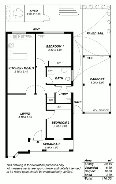 Floorplan of Homely unit listing, 2/12 Cameron Road, Mount Barker SA 5251