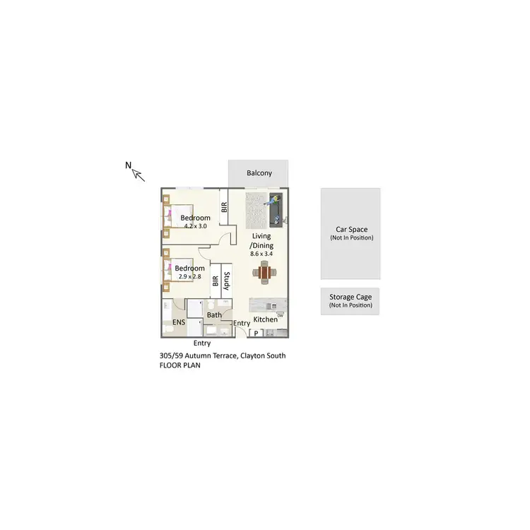 Floorplan of Homely apartment listing, 305/59 Autumn Terrace, Clayton South VIC 3169