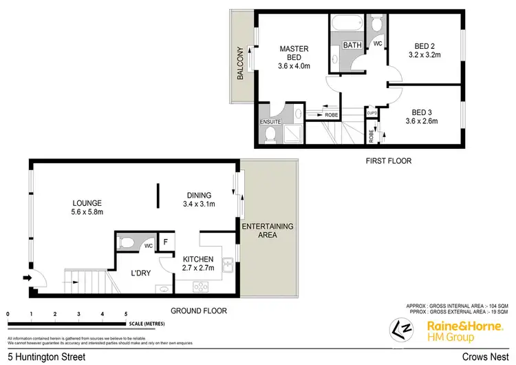 Floorplan of Homely house listing, 5 HUNTINGTON STREET, Crows Nest NSW 2065