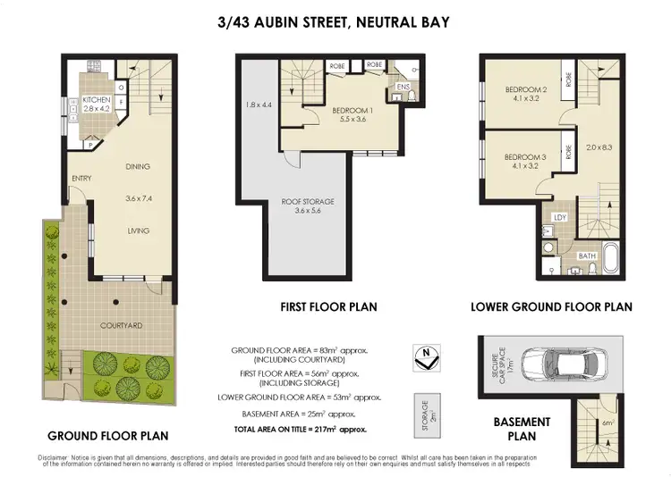 Floorplan of Homely townhouse listing, 3/43 Aubin Street, Neutral Bay NSW 2089