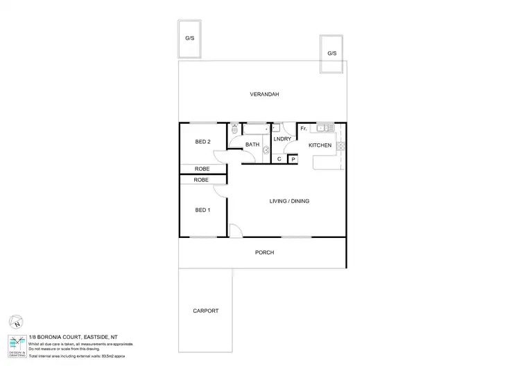 Floorplan of Homely semi-detached listing, 1/8 Boronia Court, East Side NT 870
