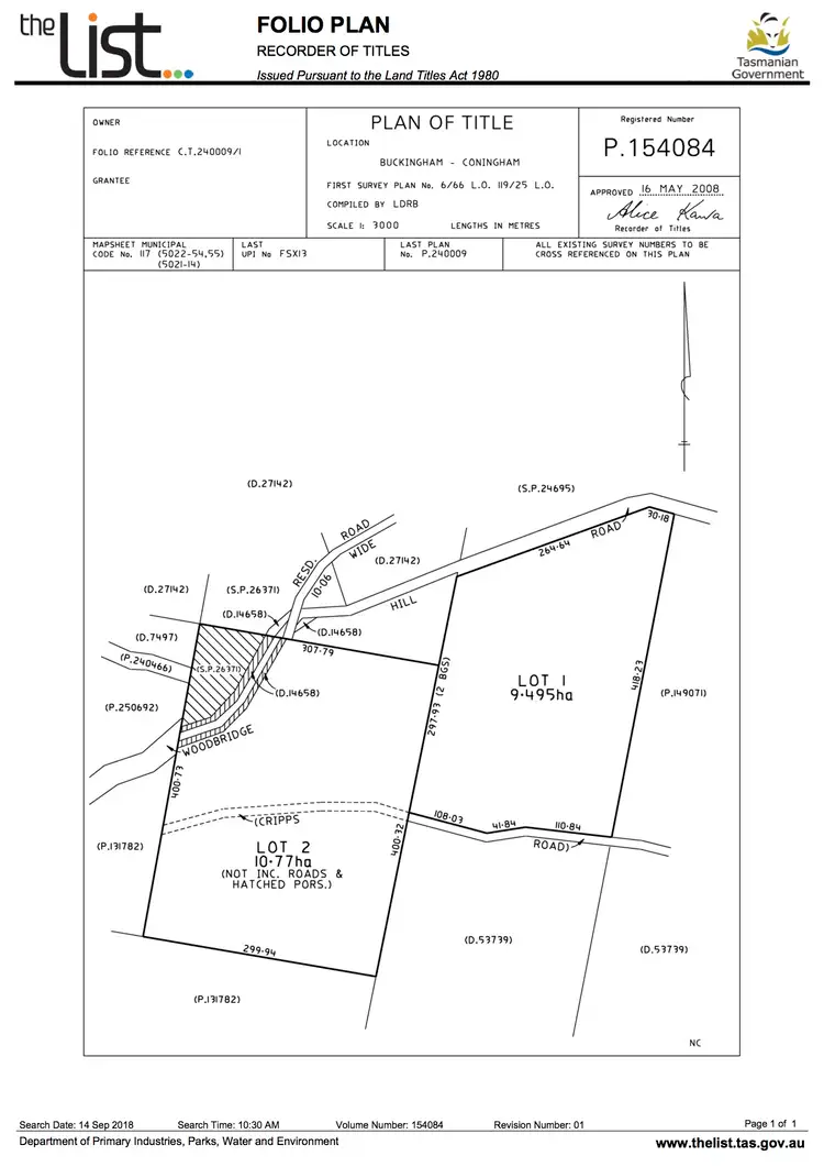 Floorplan of Homely land listing, 299 Woodbridge Hill Road, Woodbridge TAS 7162