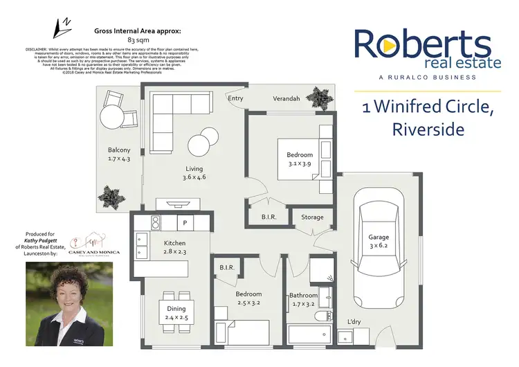 Floorplan of Homely unit listing, 1 Winifred Circle, Riverside TAS 7250