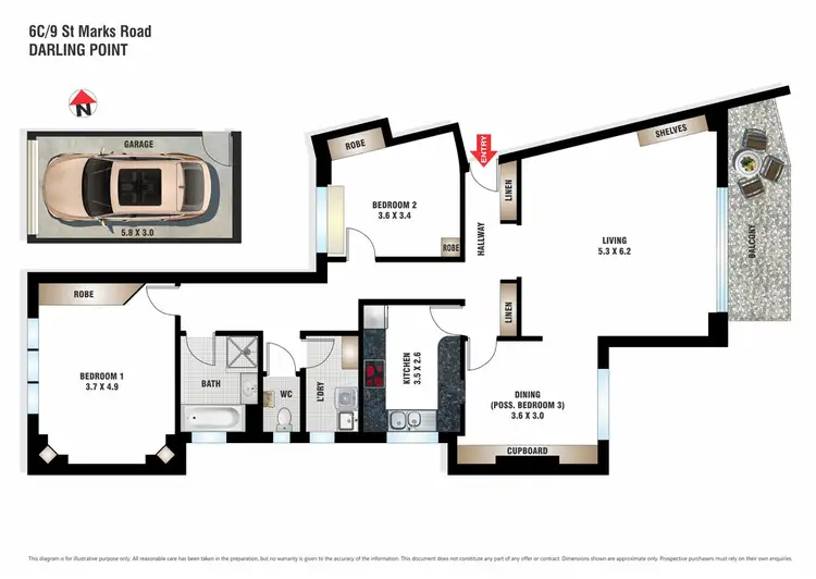 Floorplan of Homely apartment listing, 6C/9 St Marks Road, Darling Point NSW 2027