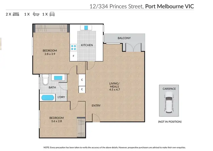 Floorplan of Homely apartment listing, 12/334 Princes Street, Port Melbourne VIC 3207