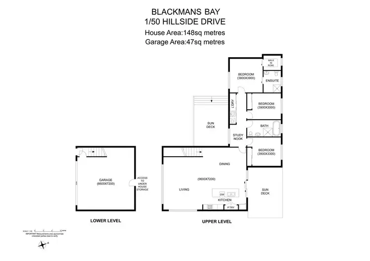 Floorplan of Homely villa listing, 1/50 Hillside Dr, Blackmans Bay TAS 7052