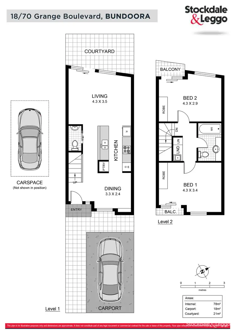 Floorplan of Homely townhouse listing, 18/70 Grange Boulevard, Bundoora VIC 3083