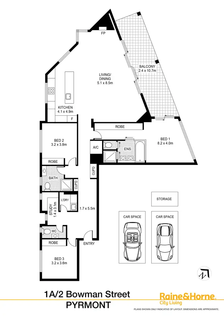 Floorplan of Homely apartment listing, 1A/2 Bowman Street, Pyrmont NSW 2009