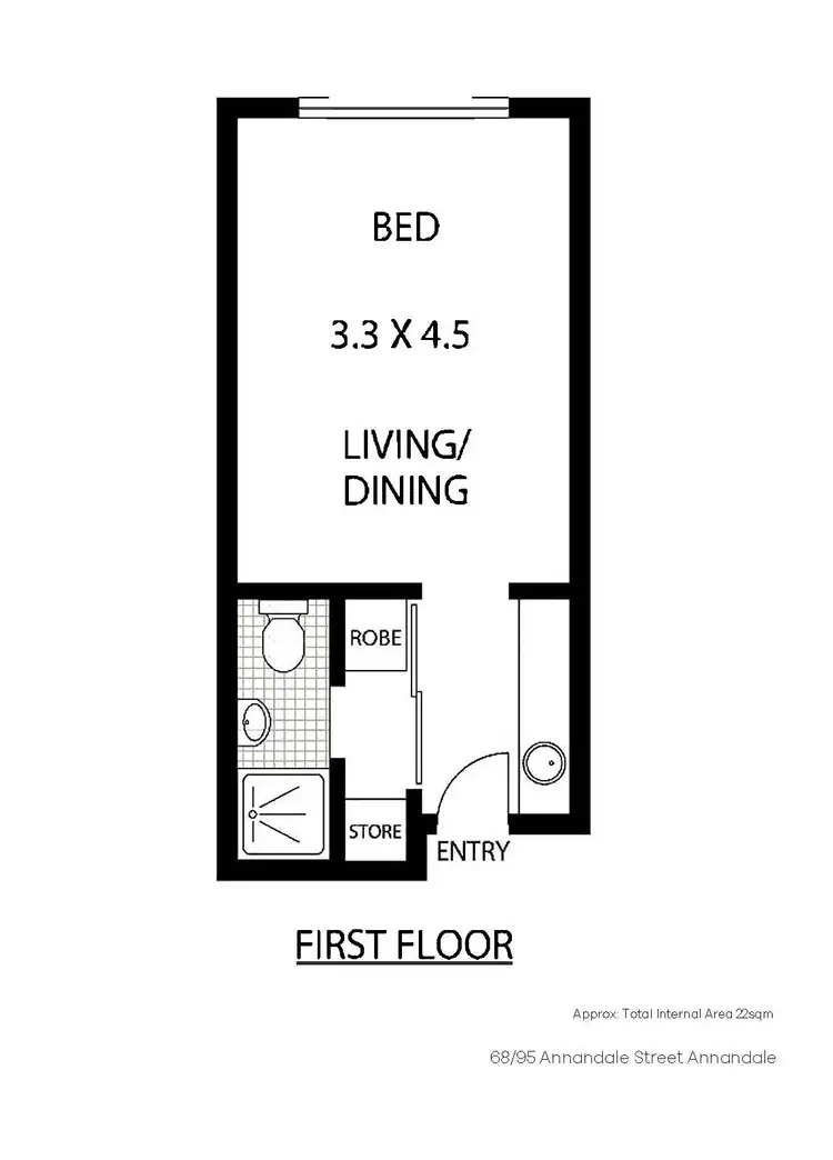 Floorplan of Homely studio listing, 68/95 Annandale Street, Annandale NSW 2038