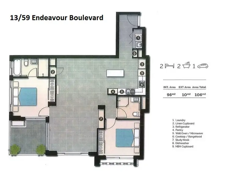 Floorplan of Homely unit listing, 13 59 ENDEAVOUR BOULEVARD, North Lakes QLD 4509