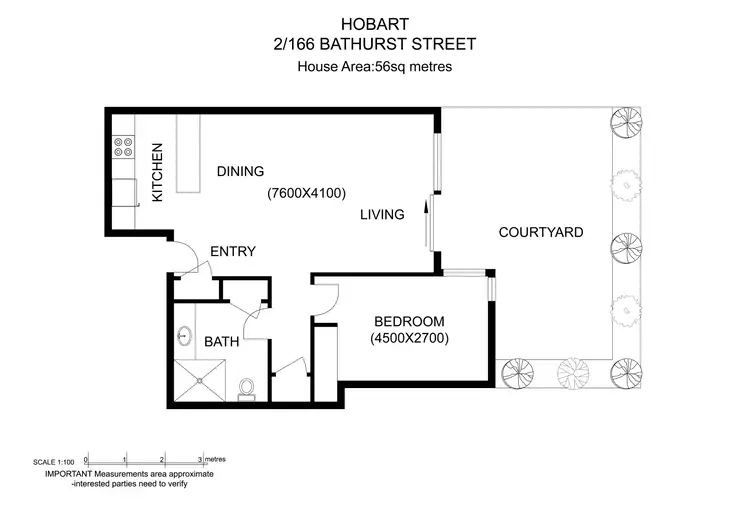 Floorplan of Homely apartment listing, 2/166 Bathurst Street, Hobart TAS 7000