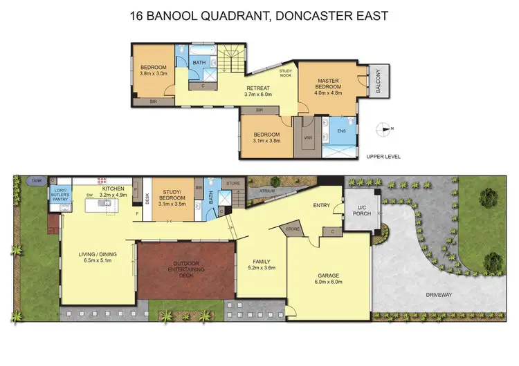 Floorplan of Homely townhouse listing, 16 Banool Quadrant, Doncaster East VIC 3109