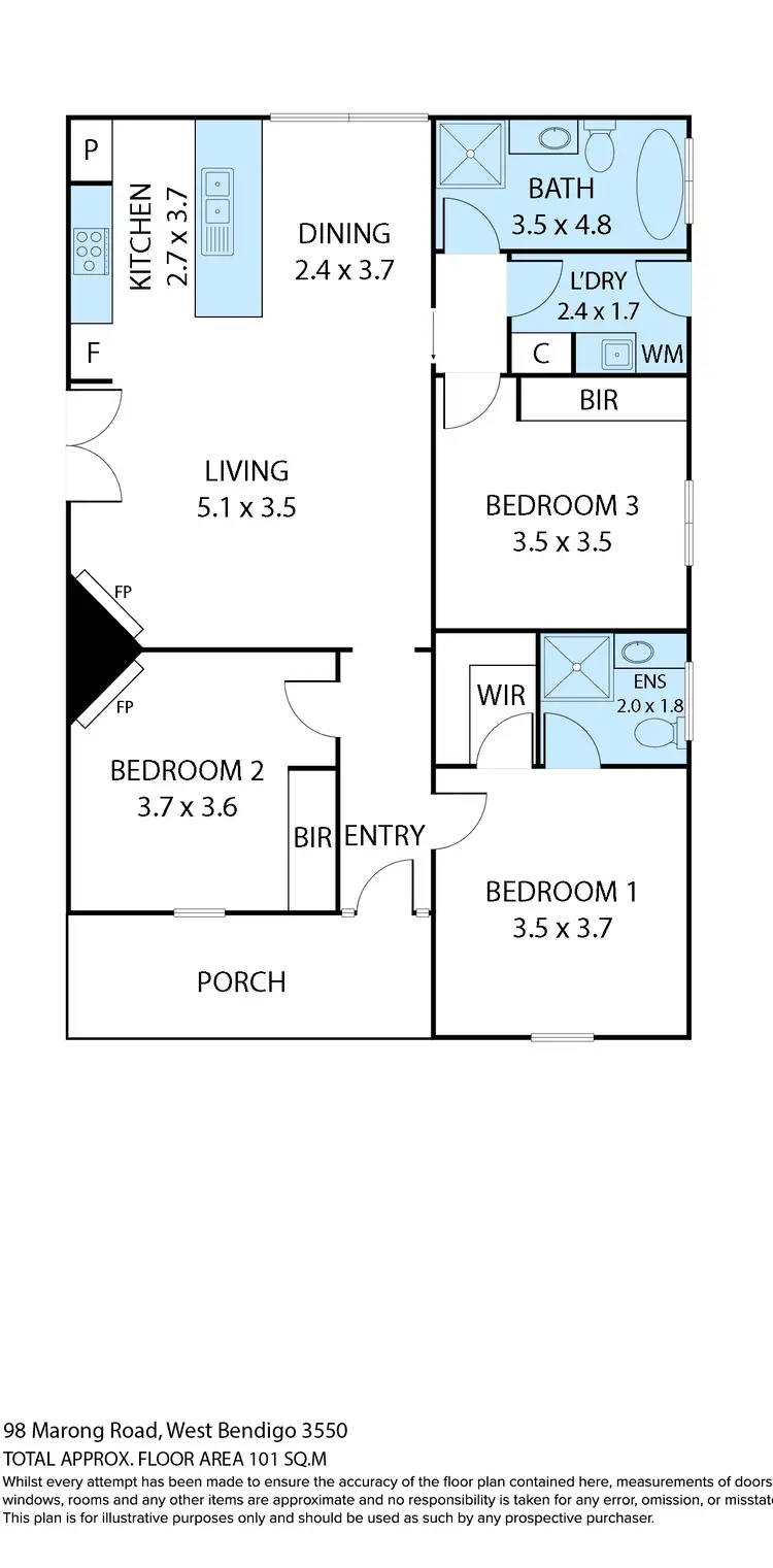 Floorplan of Homely house listing, 98 Marong Road, Bendigo VIC 3550