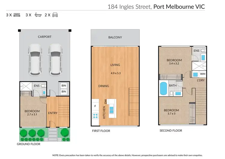 Floorplan of Homely townhouse listing, 184 Ingles Street, Port Melbourne VIC 3207