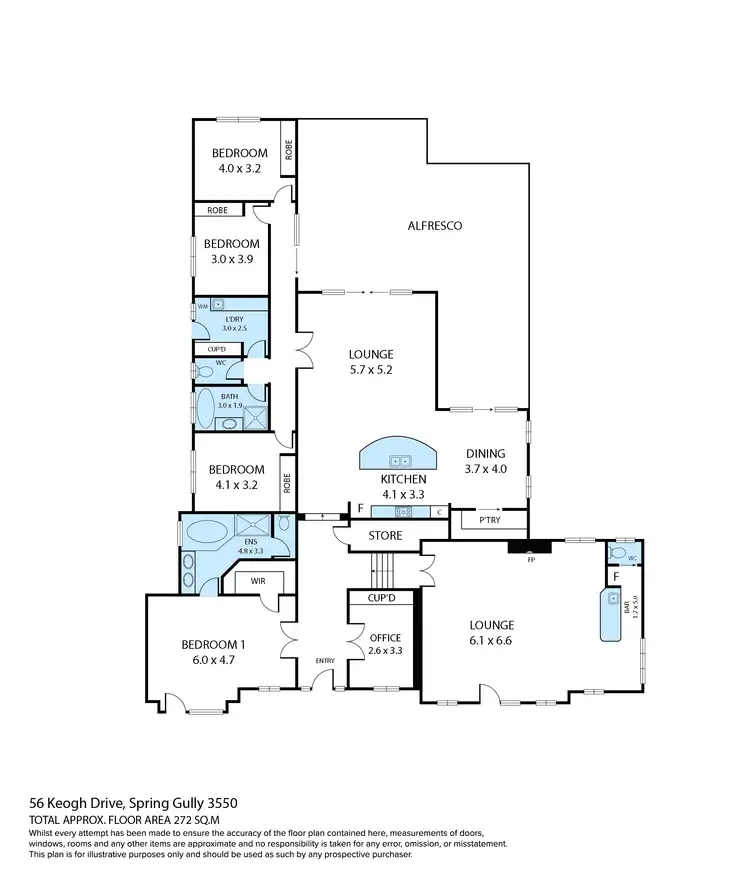 Floorplan of Homely house listing, 56 Keogh Drive, Spring Gully VIC 3550