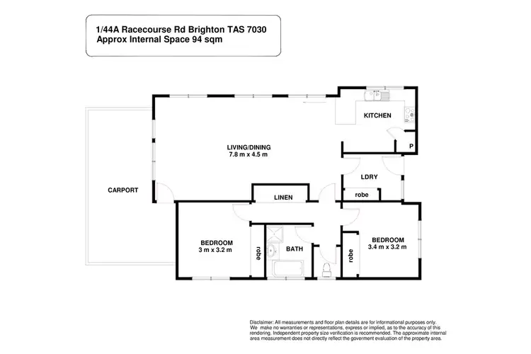 Floorplan of Homely unit listing, 1/44A Racecourse Road, Brighton TAS 7030