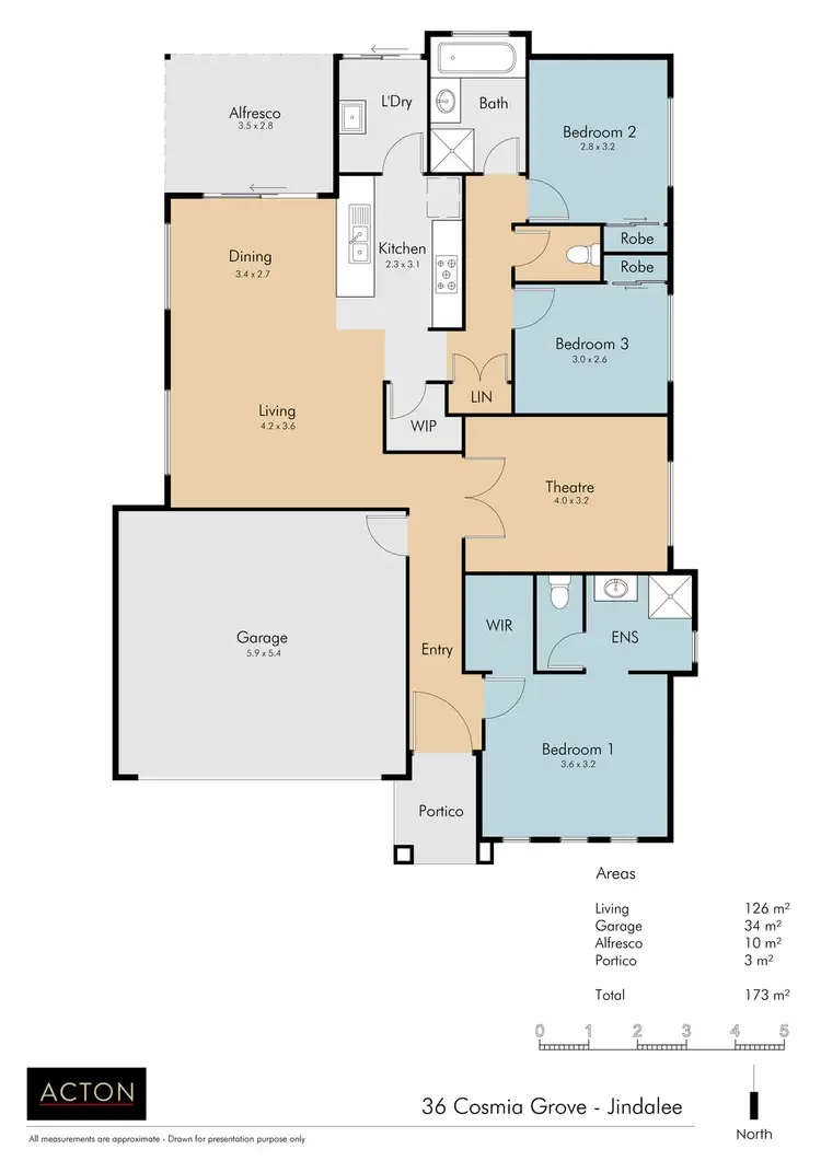 Floorplan of Homely house listing, 36 Cosmia Grove, Jindalee WA 6036