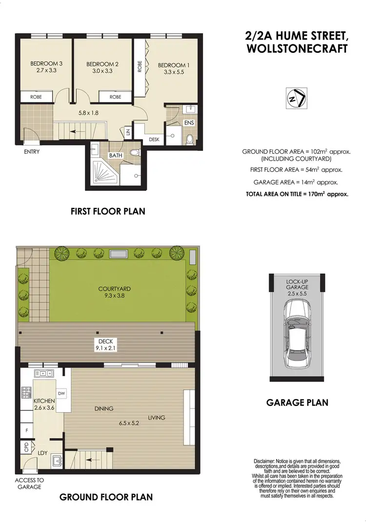 Floorplan of Homely townhouse listing, 2/2A Hume Street, Wollstonecraft NSW 2065