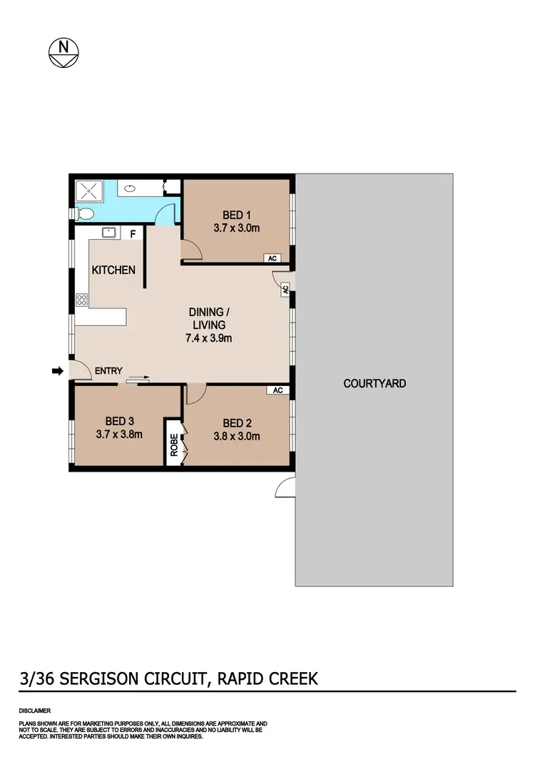 Floorplan of Homely apartment listing, 3/36 Sergison Circuit, Rapid Creek NT 810