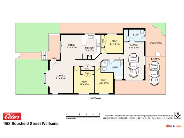 Floorplan of Homely villa listing, 1/58 Bousfield Street, Wallsend NSW 2287