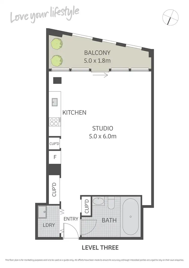Floorplan of Homely studio listing, 307/82 Abercrombie Street, Chippendale NSW 2008